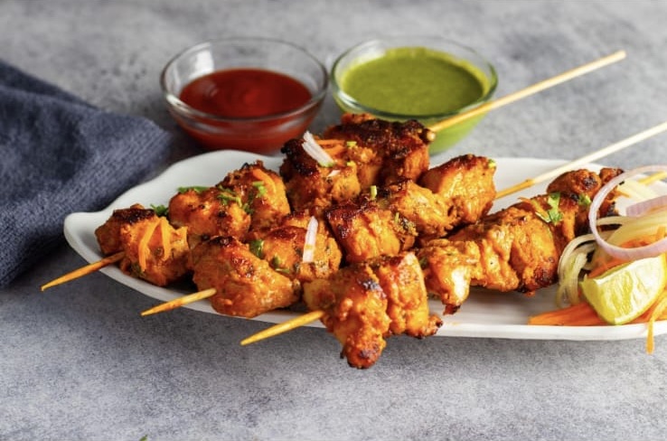 Chicken tikka kebab platter